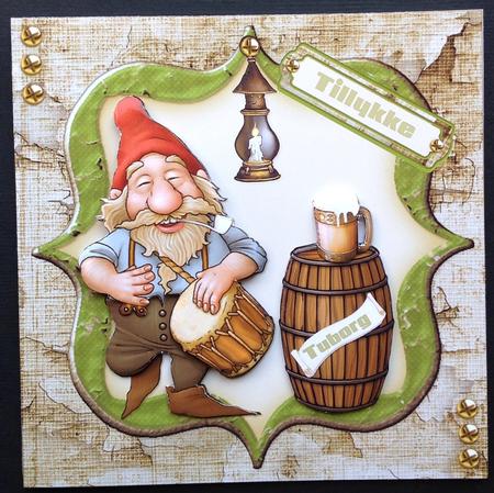 8x8 Birthday Beer Drummer Gnome Mini Kit by Gitte Jensen