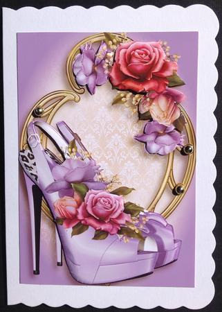 Beautiful Belle Roses Slingbacks on Golden Frame by Gitte Jensen
