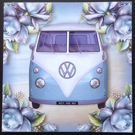 Floral Vw Van - Blue Roses by Gitte Jensen