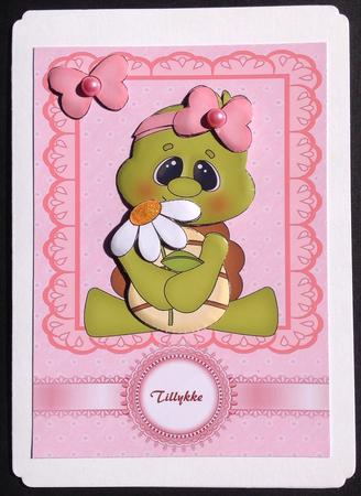 Cute Turtle Sitting Down with Daisy by Gitte Jensen