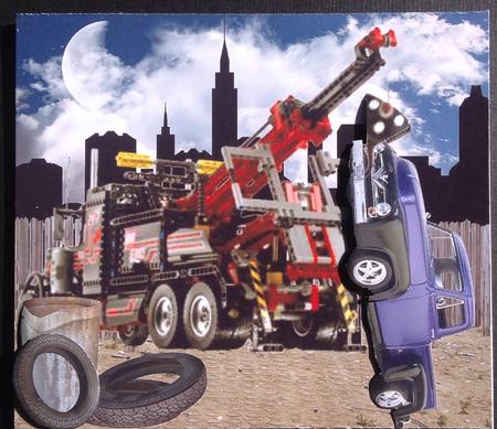 Tow Truck Wrecking Topper with Decoupage by Gitte Jensen