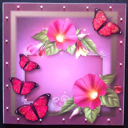 Gorgeous Morning Glory & Pink Butterflies by Gitte Jensen