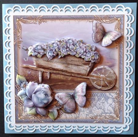 Blue Roses Wheelbarrow by Gitte Jensen