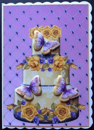 Beautiful Yellow Rose Cake Shaped Card Kit by Gitte Jensen
