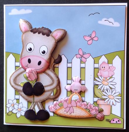 Gigi Horse's Rose Quick Card & 3D Decoupage by Gitte Jensen