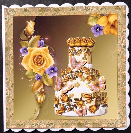Beautiful Golden Wedding Anniversary Cake Kit by Gitte Jensen