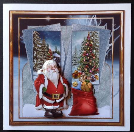 Santa is Ready for Work 7x7 Card with Decoupage by Gitte Jensen