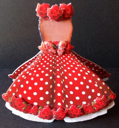 Beautiful Red Rose Dress Shaped Card Kit by Gitte Jensen