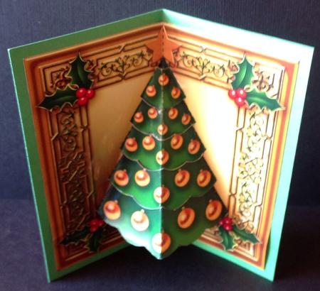Green and Gold Christmas Tree Pop-up Card by Gitte Jensen