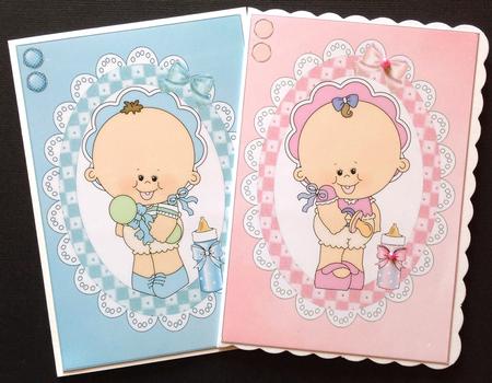 Babies, Boy and Girl in Gingham Lace Toppers by Gitte Jensen