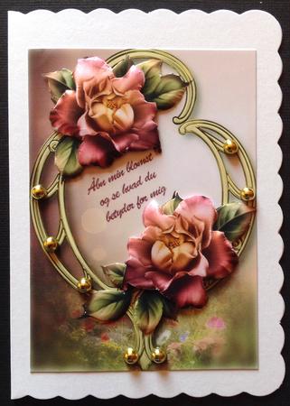 Beautiful Purple Sunset Roses on Golden Frame by Gitte Jensen