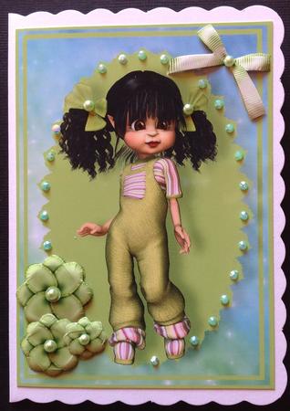 Cute Kiki Girl in Green Dungaree's by Gitte Jensen