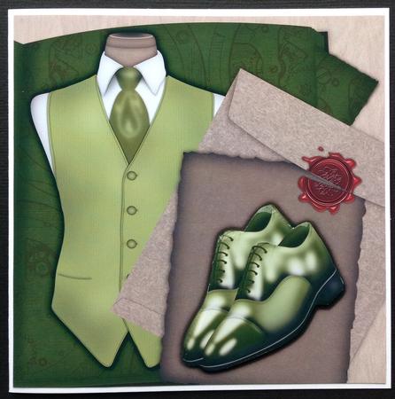 7.5 x 7.5 Card Topper Gentleman Green by Gitte Jensen