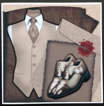 7.5 x 7.5 Card Topper Gentleman Brown by Gitte Jensen