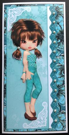 Pretty in Turq in Ornate Frame Tall Dl by Gitte Jensen