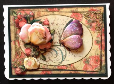 Pink Roses & Butterfly by Gitte Jensen