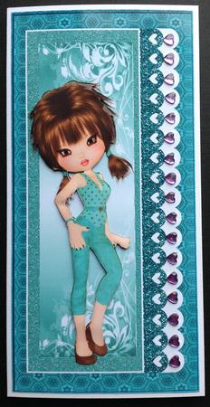 Pretty in Turq in Glitter Leaf Frame Tall Dl by Gitte Jensen