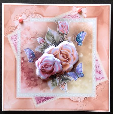 Glowing Roses 8x8 Card Topper by Gitte Jensen