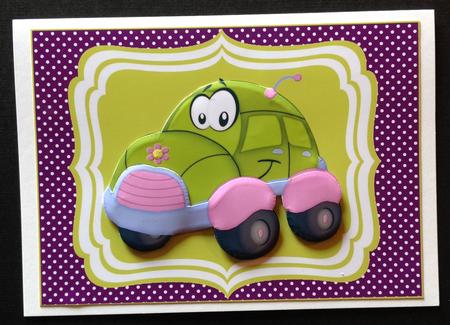 Cute Little Toony Green Beetle Car by Gitte Jensen