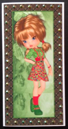 Pretty Girl in Pigtails and Green Boots, Rose Tall Dl by Gitte Jensen