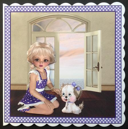 Little Girl Pretty in Purple with Little Birds by Gitte Jensen