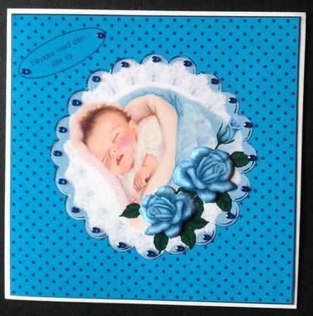 Pretty Baby Boy Sleeping with Blue Roses Plate & Stand by Gitte Jensen