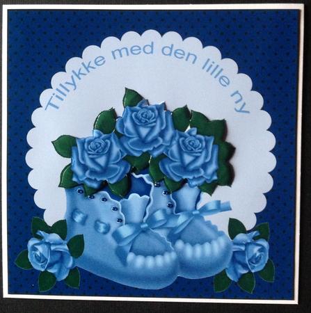 Baby Blue Bootees, with Blue Roses, and Bow by Gitte Jensen