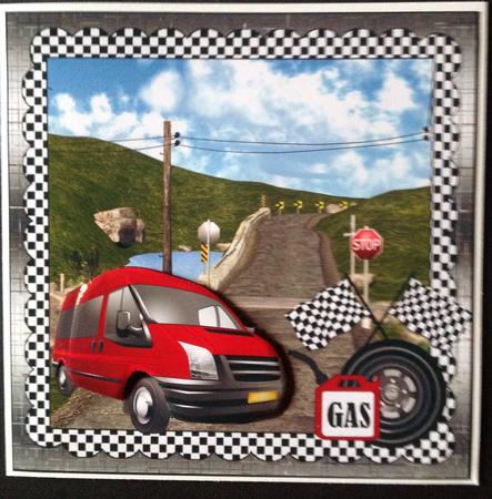 White Van Man Dudes Red Van Decoupage Sheet by Gitte Jensen