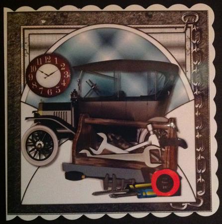 Male Card Envelop Vintage Car and Tools by Gitte Jensen