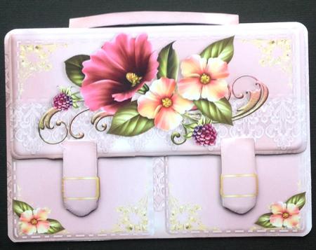 Satchel Handbag Tent Card Mini-kit - Smudgy Pink Lace by Gitte Jensen