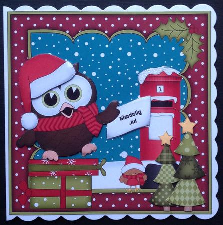 8x8 Christmas Shy Little Hoot Owl 3D Decoupage by Gitte Jensen