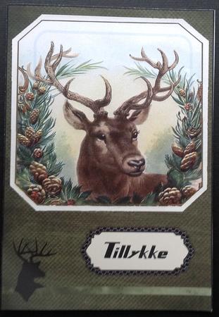 Lovely Vintage Reindeer with Holly Pyramids by Gitte Jensen