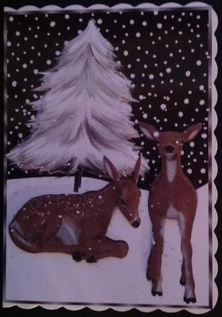 Lovely Deers in the Snow, with Snow Tree by Gitte Jensen