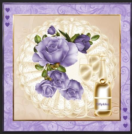 Lilac Rose Celebration Drinks Card by Gitte Jensen
