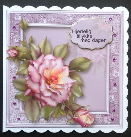 The Pink-lilac Rose 8x8 Quick Topper by Gitte Jensen