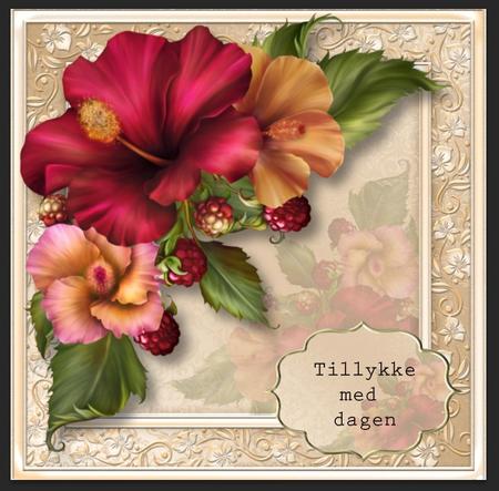Vintage Hibiscus Flowers 8x8 Quick Topper by Gitte Jensen
