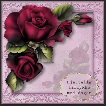 Gorgeous Magenta Roses 8x8 Quick Topper by Gitte Jensen
