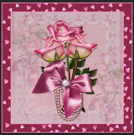 8x8 Pink Roses Pryamage by Gitte Jensen