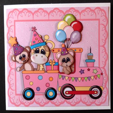 Animal Fun Train Girls 8x8 by Gitte Jensen