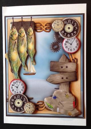 Fishing Around the Clock Male Card by Gitte Jensen