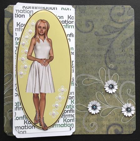 Swirl Edge Olive Vintage Tea A4 Backing Paper by Gitte Jensen