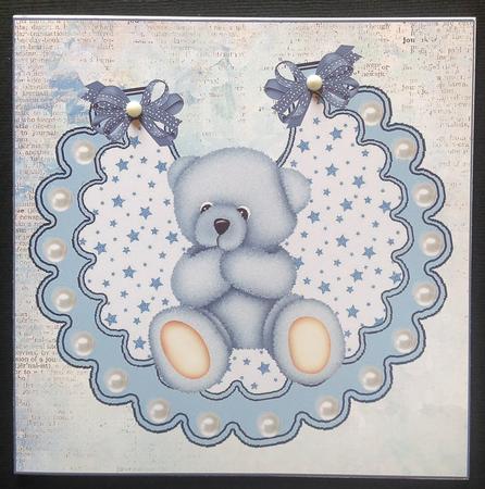 Gorgeous Little Blue Bear on Star Bib by Gitte Jensen