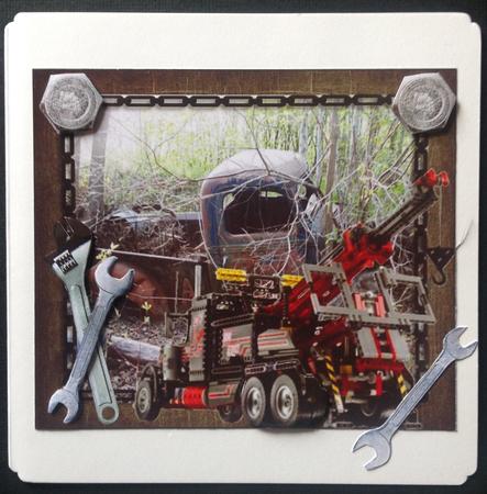 Tow Truck Clean Up Topper with Decoupage by Gitte Jensen