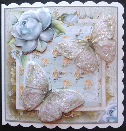 The Porcelain Blue Butterflies Card Front Kit by Gitte Jensen