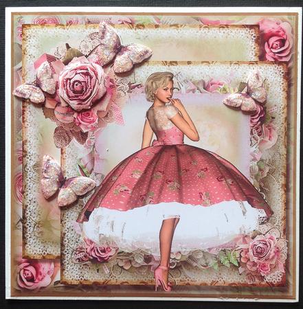 The Pink Dress Card Front Kit by Gitte Jensen