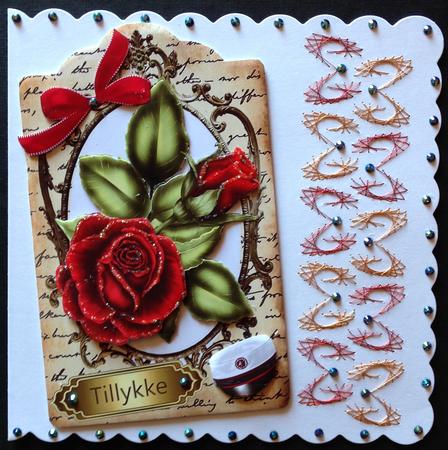 Red Roses on a Tag with Script Writing by Gitte Jensen