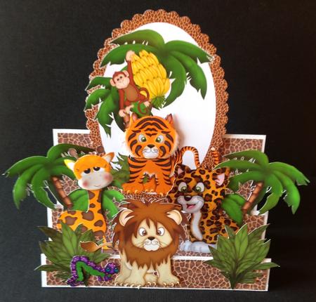 Tiger in Frame with Palm Trees 8x8 by Gitte Jensen