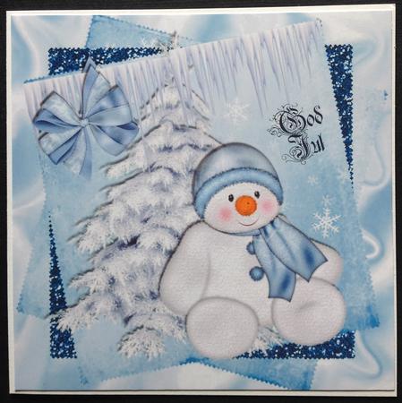 Cute Snowman with Snow Christmas Tree with Glitter Stacks by Gitte Jensen