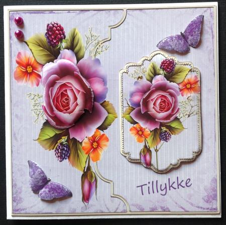 English Roses 7x7 Card with Decoupage by Gitte Jensen