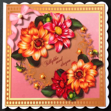 Beautiful Dahlias on Gold  by Gitte Jensen